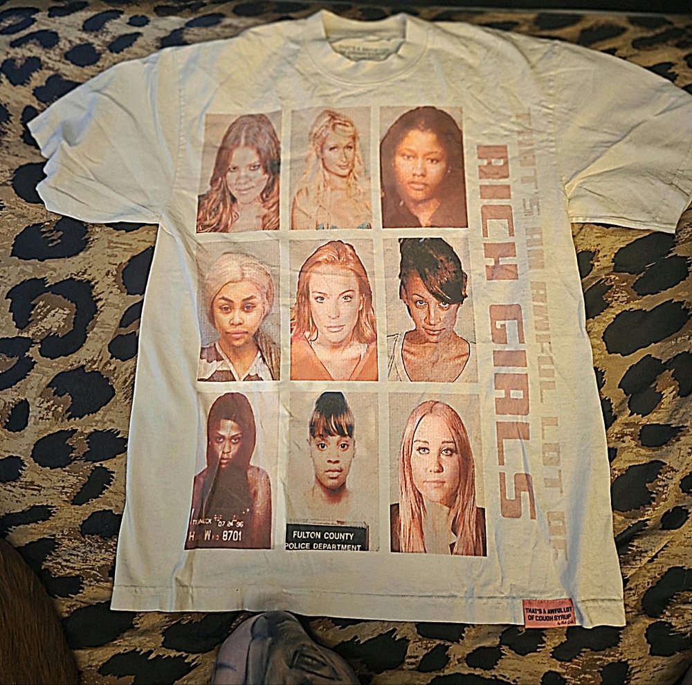 White Graphic 'Rich Girls' Photo Collage Tee